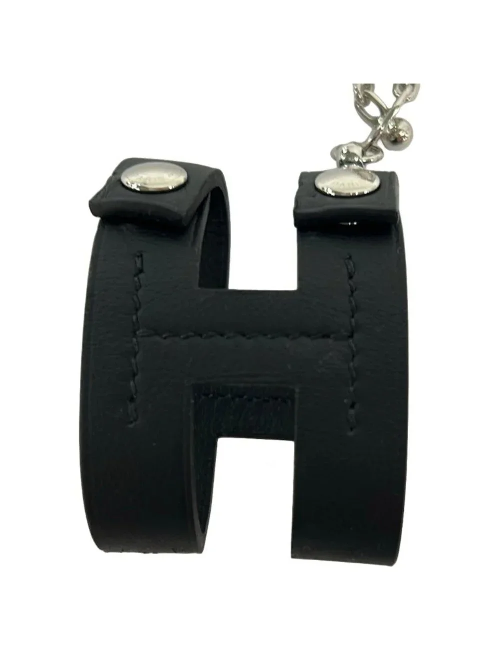 Hermes Black Silver Glove Holder Leather Gloves